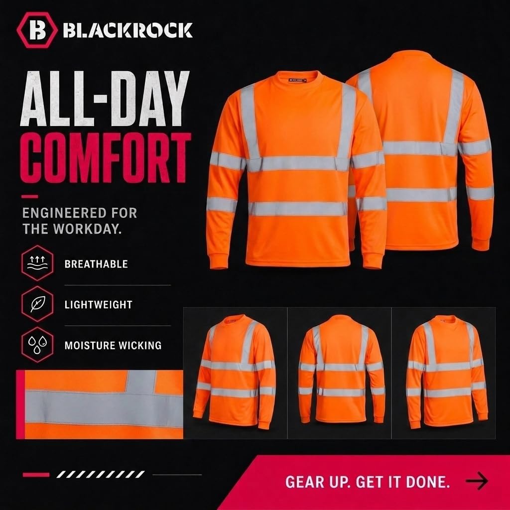 Blackrock Warnschutz-Langarm-T-Shirt L Rail Orange, L Rail Orange