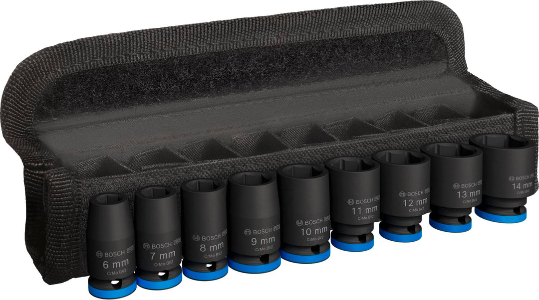 Bosch 9x PRO Impact Steckschlüsseleinsatz-Set (31 x 28 mm, Professional Zubehör Bohrer und Schrauber