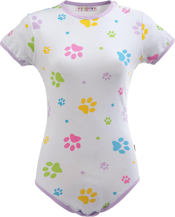 LittleForBig Baumwolle Strampler Onesie Pyjamas Bodysuit - Baby Pfoten Strampler Violett M, Violett