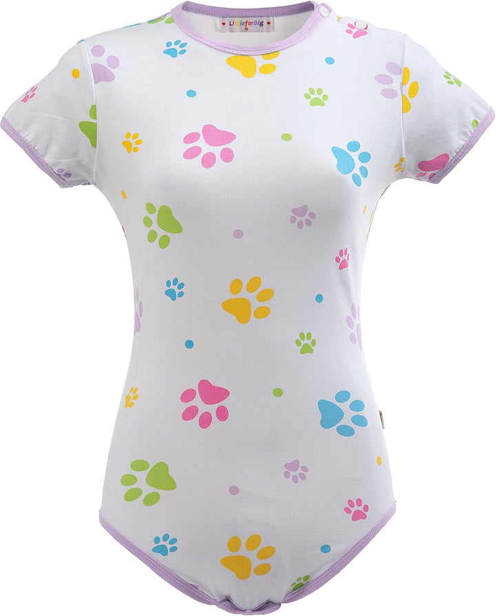 LittleForBig Baumwolle Strampler Onesie Pyjamas Bodysuit - Baby Pfoten Strampler Violett S, Violett