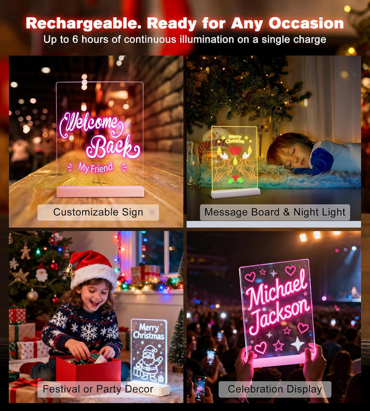 LED Notiztafel mit Farben, Leuchtendes Zeichenbrett für Kinder Acryl Notiztafel mit 7 Farben Stift -