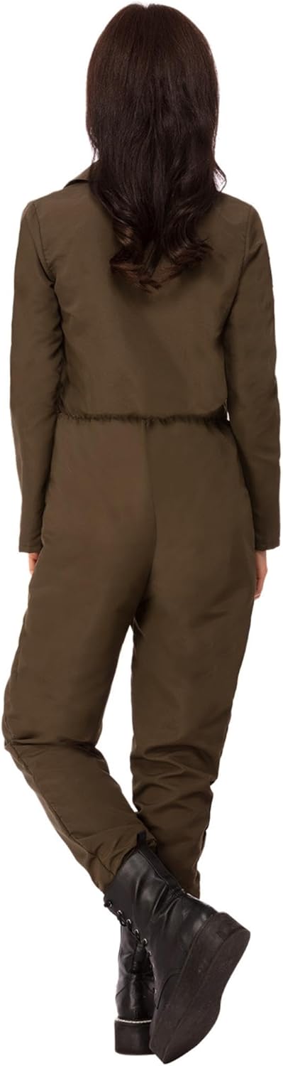 Smiffys Top Gun Damen Kostüm Khaki mit Overall Offiziell lizenzierte Top Gun Verkleidung Erwachsene