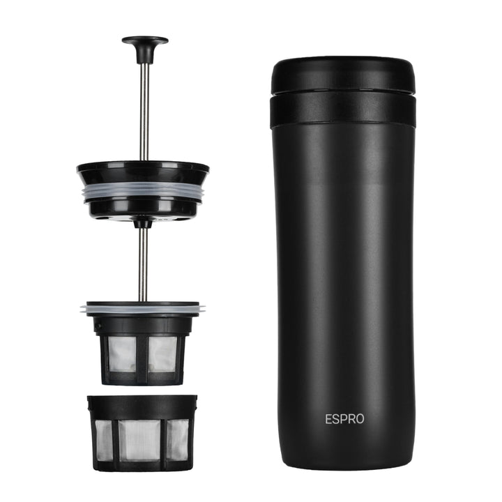 ESPRO Reise-French Press Travel Press, Mini Coffee Maker mit Thermo-Funktion, Edelstahl, Kaffee, to