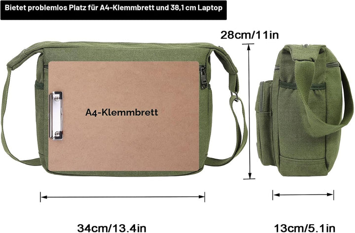 JAKAGO Wasserdichte Umhängetasche Herren,Multi-Tasche aus Segeltuch 15 Zoll Messenger Bag Arbeit Tas