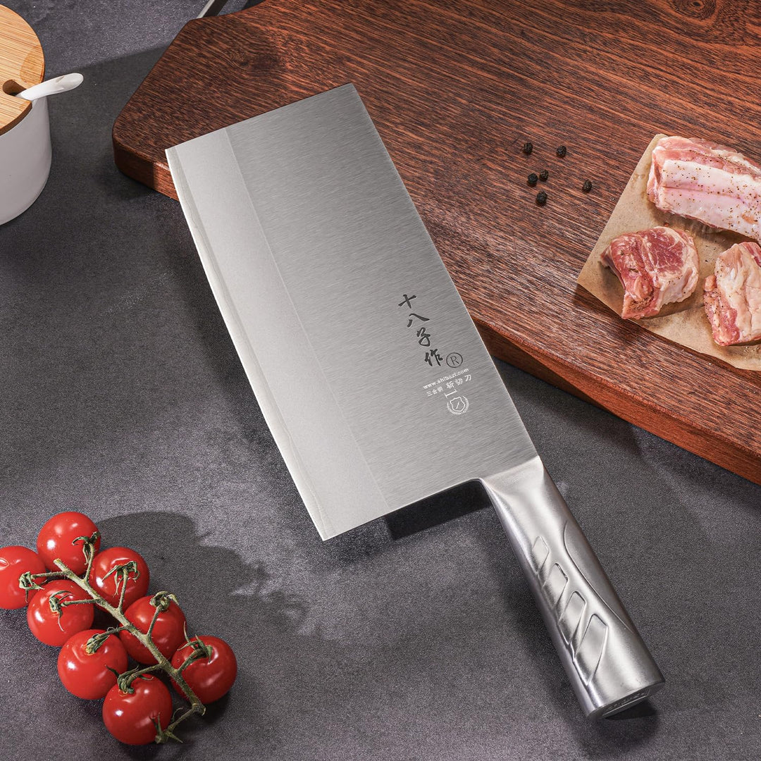 SHI BA ZI ZUO Küchenmesser 8 Zoll Vielseitiges Metzgerbeil Hackmesser zum Schneiden von Fleisch und