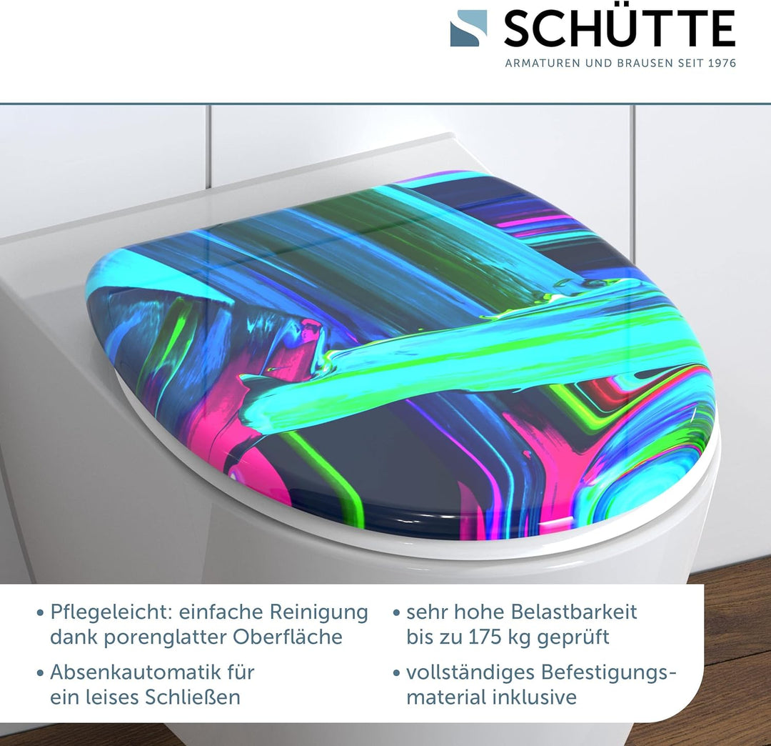 Schütte WC-Sitz NEON PAINT mit Absenkautomatik, Toilettendeckel passend für alle handelsüblichen WC-