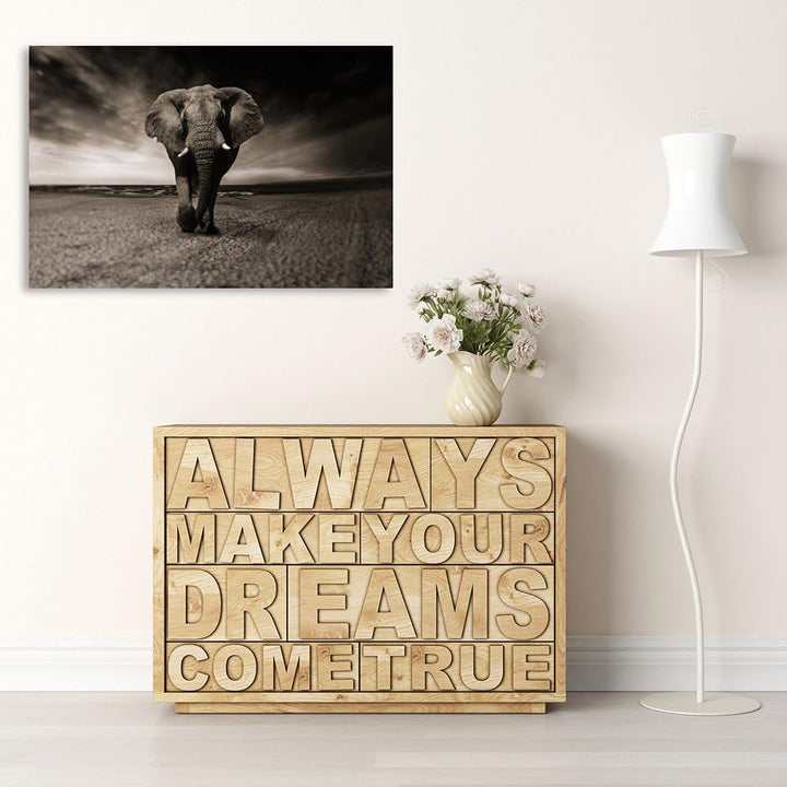 Feeby. Wandbilder - 1 Teilig- 60x90 cm - Bilder Kunstdrucke Deko Panel, ELEFANT, NATUR, SCHWARZ UND