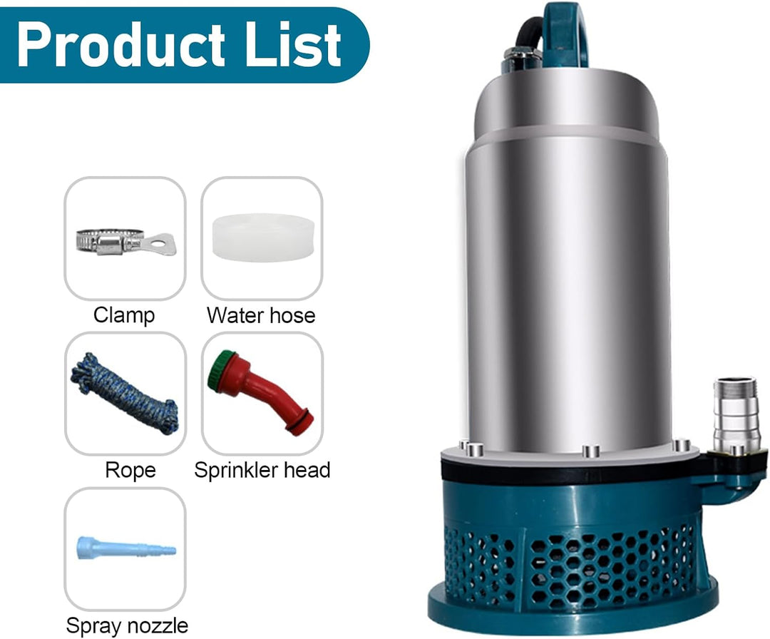 Tauchpumpe kompatibel mit Makita 18V Akku, Kabellose Wasserpumpe mit 5m Verbindungskabel, Förderhöhe