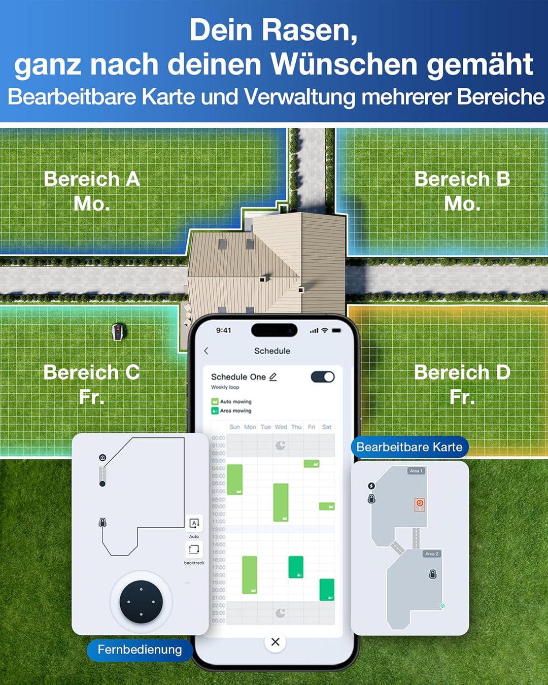 ECOVACS Goat O600 Mähroboter Ohne Begrenzungskabel, 600 m², RTK+Vision-Navigation, Rasenmähroboter,