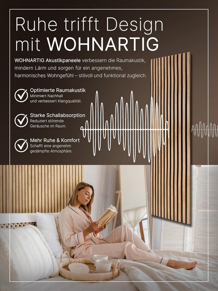 Akustikpaneele 1,485m² - 275cm x 54cm* set - (set = 2 Stück 275cm x 27cm) | Farbe: Buche 206 | Wandv
