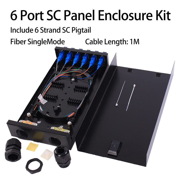 toolco SC SM 6Port Box +Kabel Wandmontage Glasfasergehäuse mit Spleissmodul und geladenem 6 Port SC-