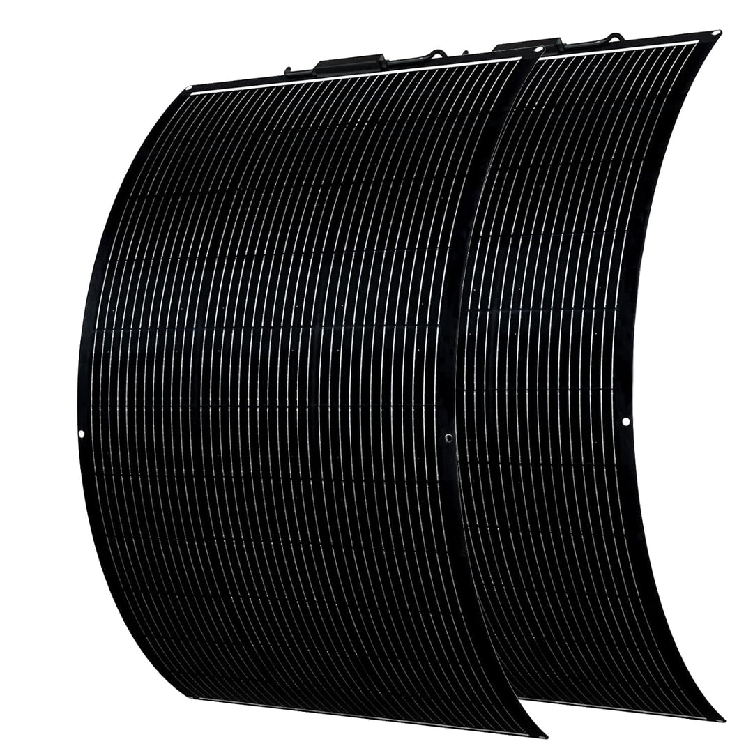 300W Flexibles Solarpanel, 2 x 150W Solarmodul Flexibel Wohnmobil | Schwarz Monokristallines für 12V