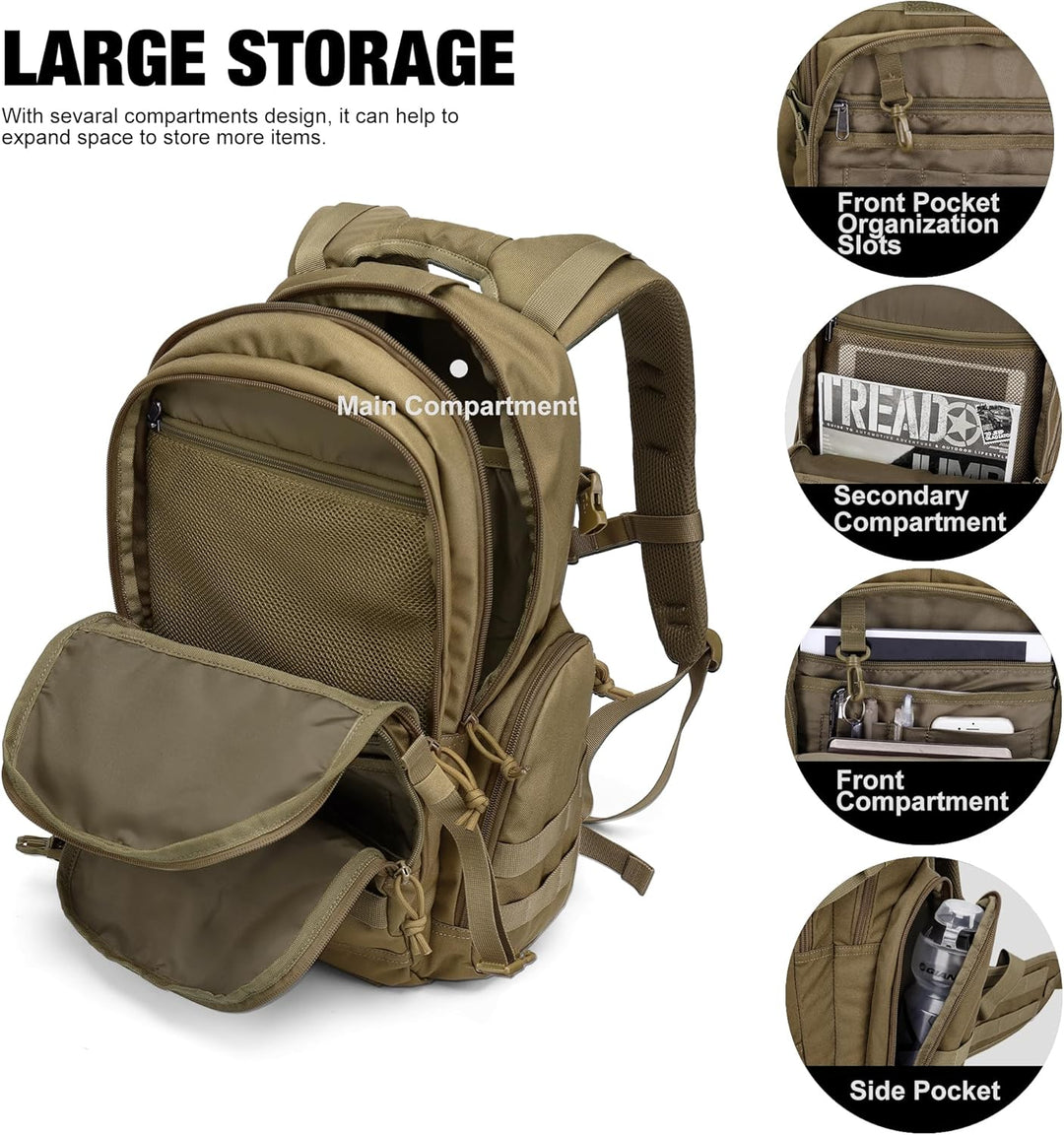 Mardingtop 25L/40L Taktischer Rucksack Herren Wanderrucksack mit MOLLE-System Militär Rucksack, Tact