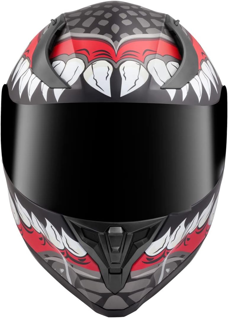Bogotto V128 Naga Helm (Black Matt/Red,XL) XL Schwarz Matt/Rot, XL Schwarz Matt/Rot