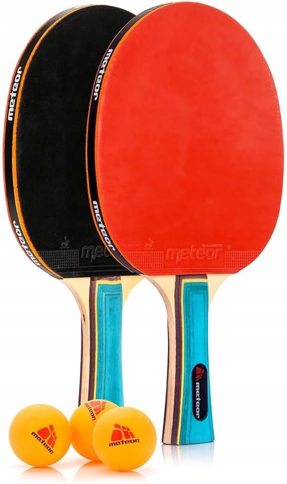 meteor Tischtennis-Set Zwei Schläger und DREI Bälle Allround-Profi Amateur-Mittel- und Fortgeschritt