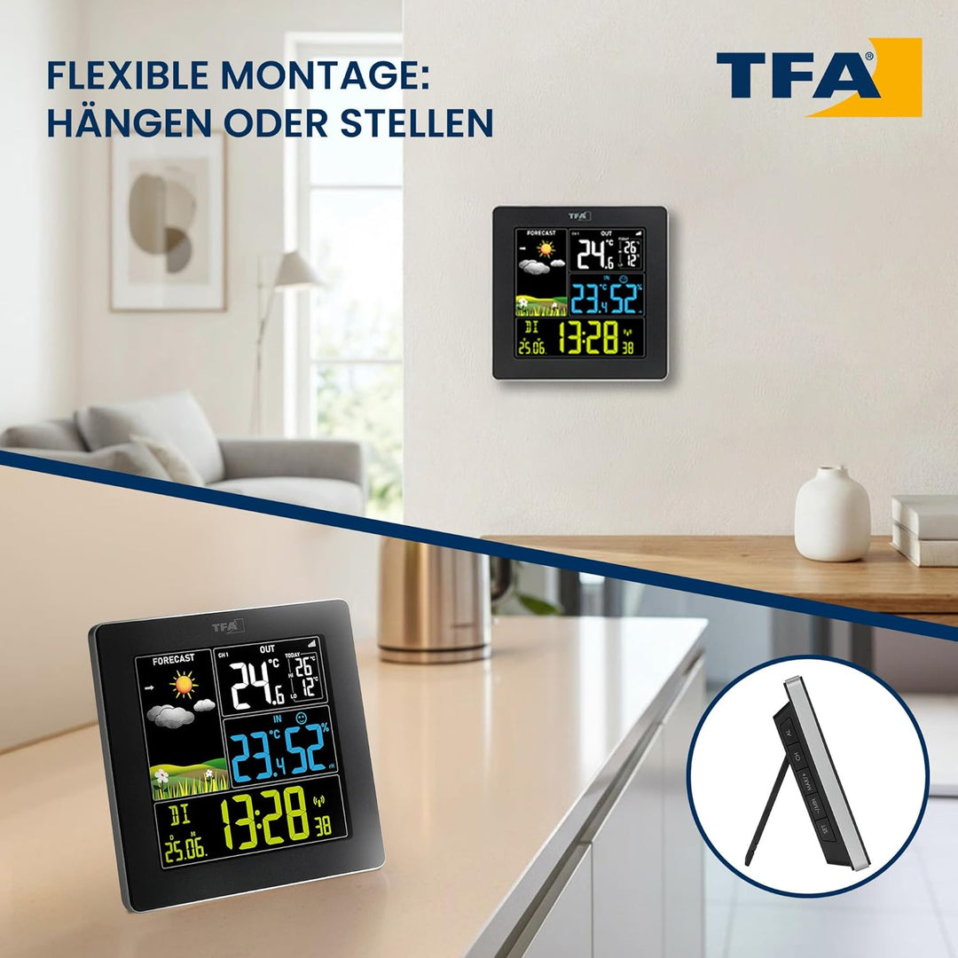 TFA Dostmann Wetterstation Funk mit Aussensensor SUN2 digital, 35.1174, für Innen und Aussentemperat