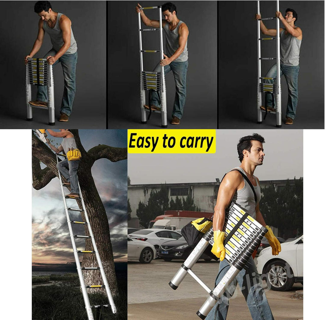 2,6M Teleskopleiter Leiter Ausziehbar Aluminium Teleskop Leiter Klappleiter Stehleiter Rutschfester