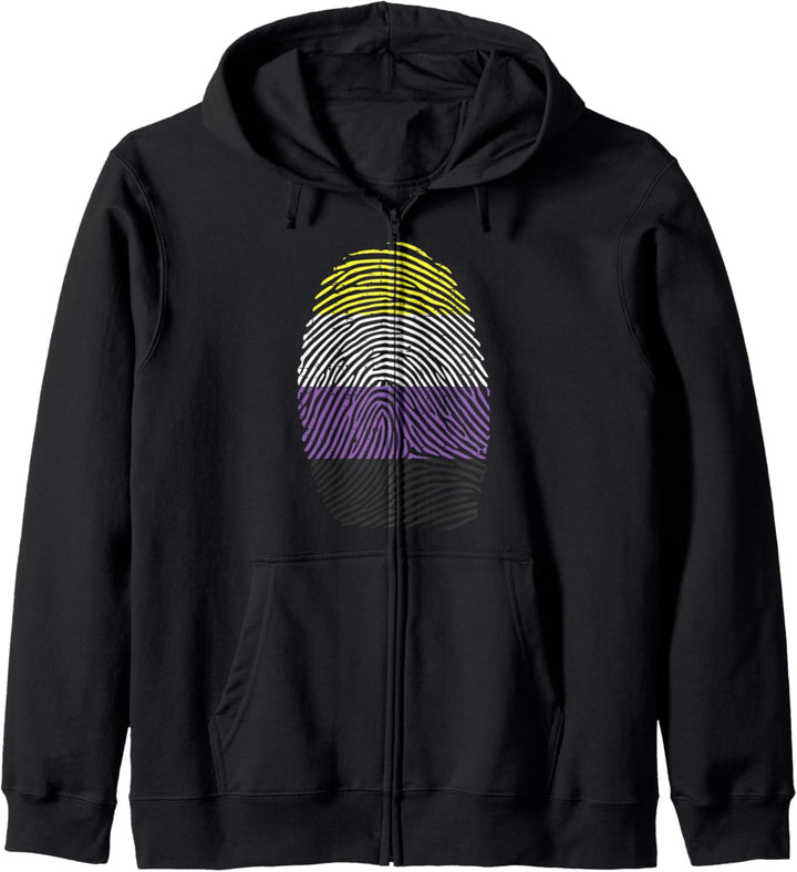 Finger Print DNA LGBTQ Non-Binary Flag Genderqueer Men Women Kapuzenjacke