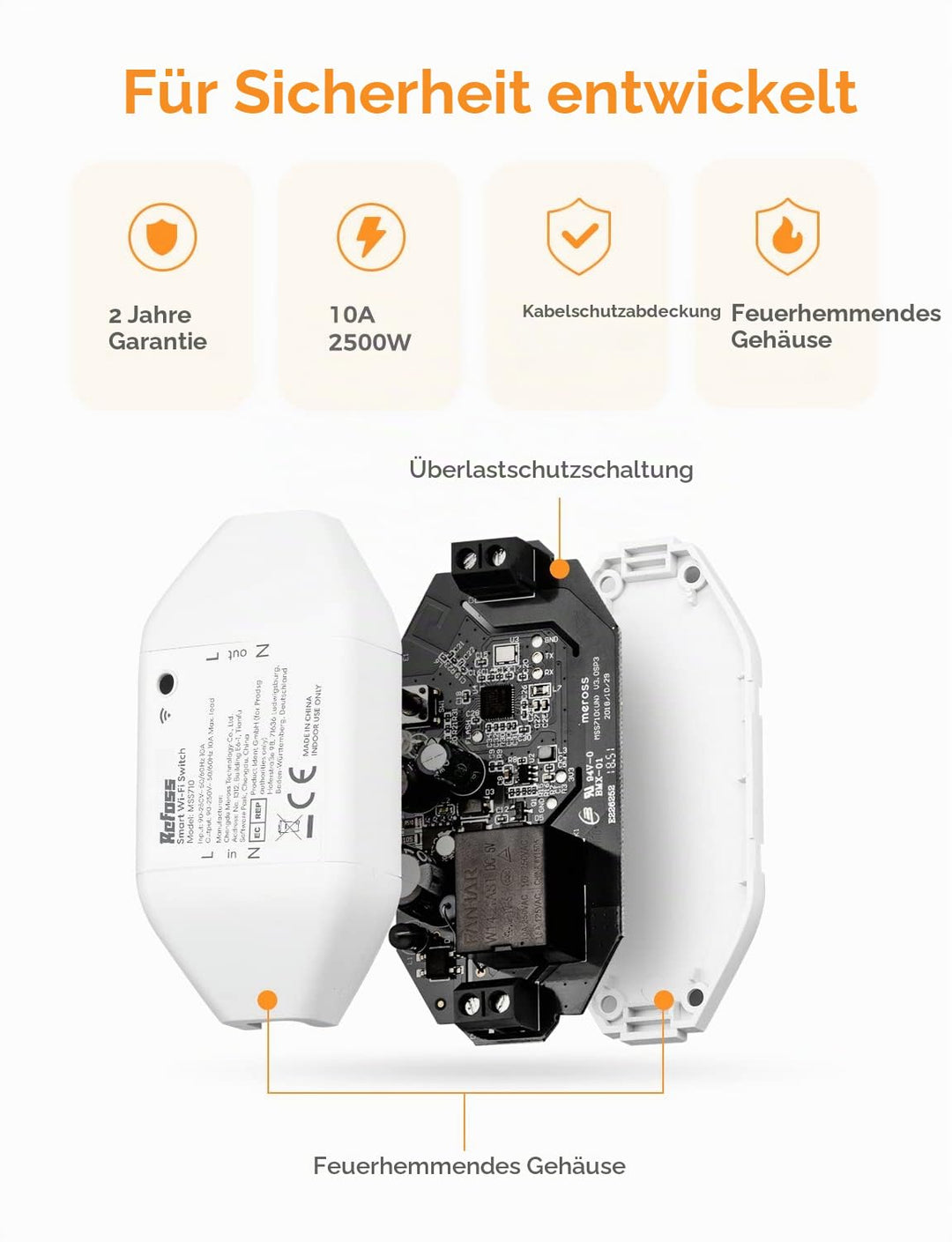 Refoss WLAN Schalter funktioniert mit Apple HomeKit, Universal Smart Schalter für Siri, Alexa, Googl