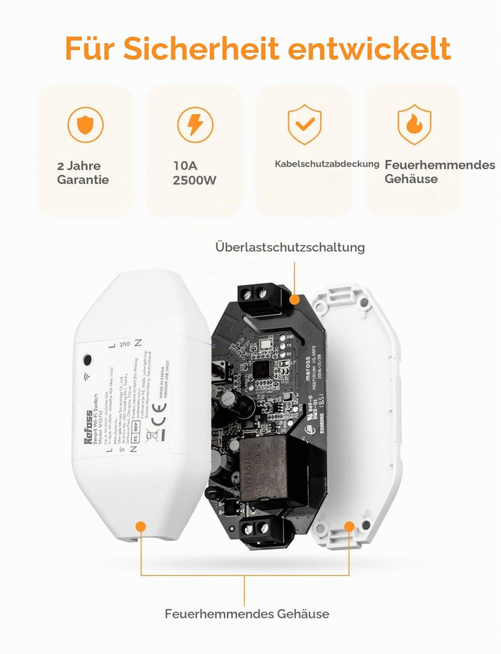 Refoss WLAN Schalter funktioniert mit Apple HomeKit, Universal Smart Schalter für Siri, Alexa, Googl