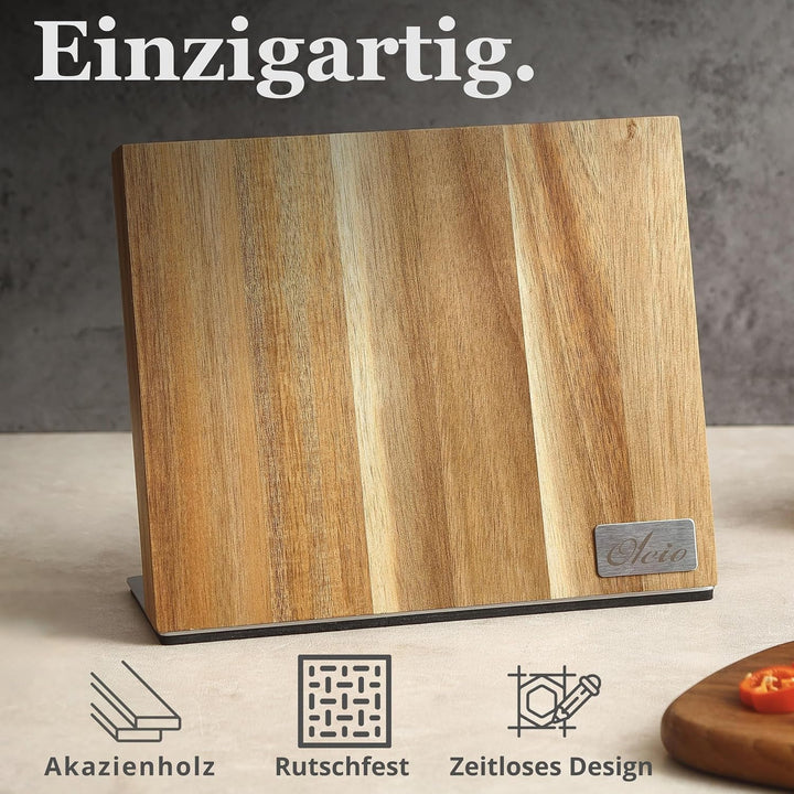 Oleio hochwertiger magnetischer Messerblock Messerbrett für bis zu 6 Messern I Zeitloses Design aus