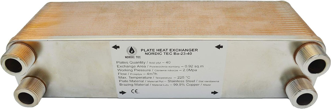 Edelstahl Plattenwärmetauscher Wärmetauscher Nordic Tec Ba-23-40 40 Platten 165kW 3/4”