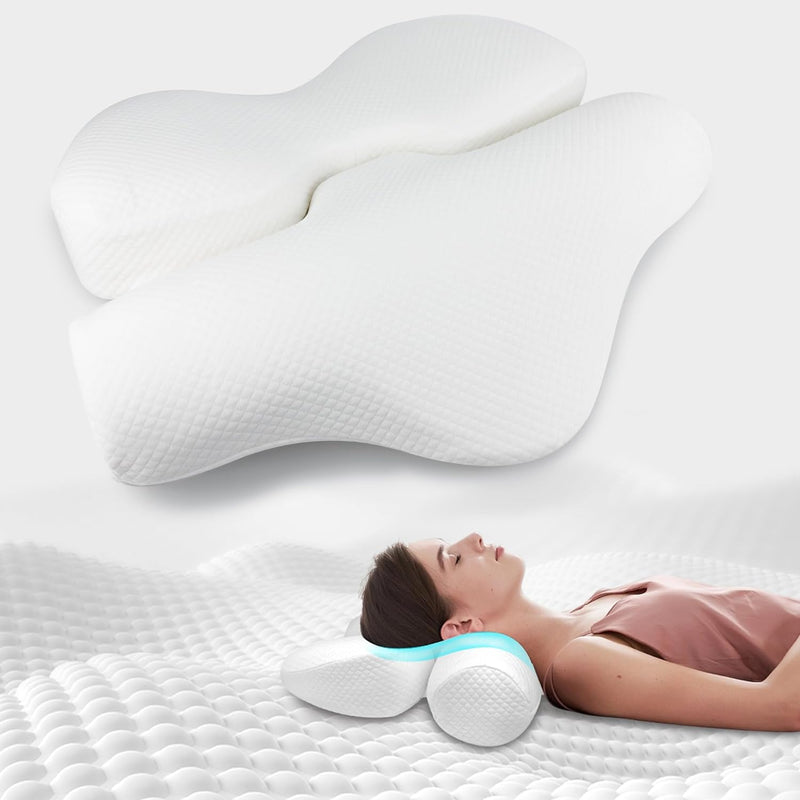 CREATESTAR Orthopädisches Kissen aus Memory Foam, Ergonomisches Kopfkissen Nackenhörnchen für Nacken