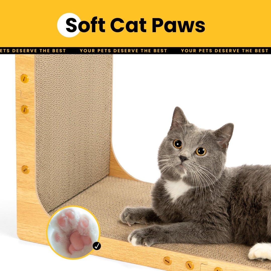 Conlun Kratzbrett für Katzen, 58 cm L-förmige Wandmontage, vertikale Kratzfläche, strapazierfähige P