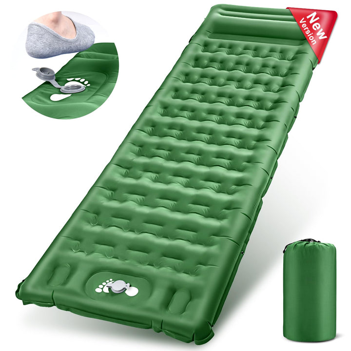 Wholede Isomatte für Outdoor, Camping Luftmatratze mit Fusspumpe, Isomatte Ultraleicht für 1 Person,