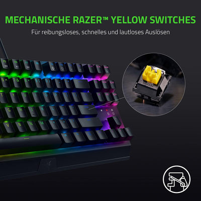 Razer BlackWidow V3 (Yellow Switch) - Gaming Tastatur mit mechanischen Schaltern (Taktil & klickend,