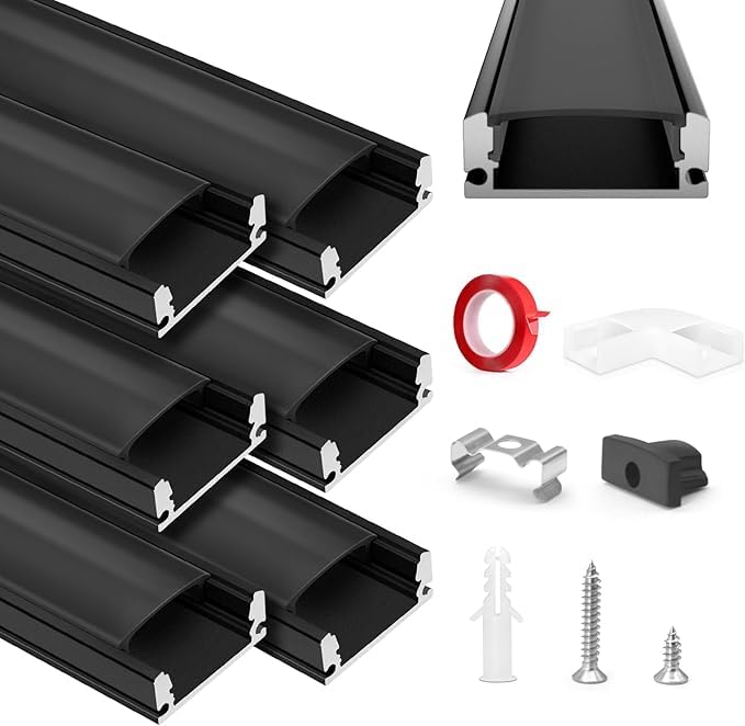 HOMMAND 6 x 1m/3,3ft LED Profil U-Form, LED Leiste Profil und Diffusor, LED Streifen Kanal mit Eckve