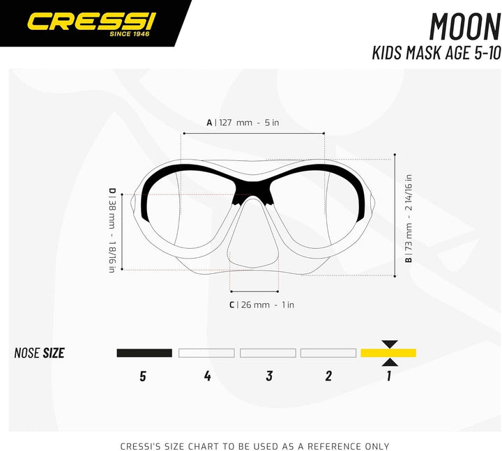 CRESSI Moon Schwimmbrille Kinder 7 bis 15 Jahre mit Bruchsicheren Gläsern, Kratzschutz, Sicherem Sit
