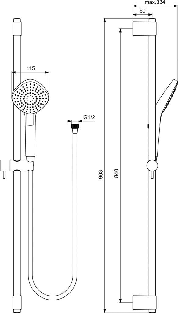 Ideal Standard B2238AA Idealrain Evo Brausekombination Aufputz Diamond S3 / Navigo-Umschaltung