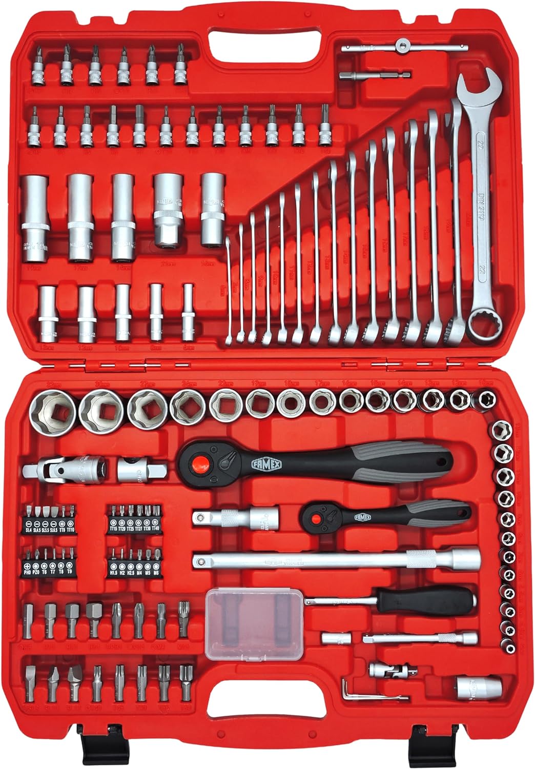 FAMEX 419-43 Profi Alu Werkzeugkoffer 191-/275-teilig - mit umfangreichem Werkzeug Set und Steckschl