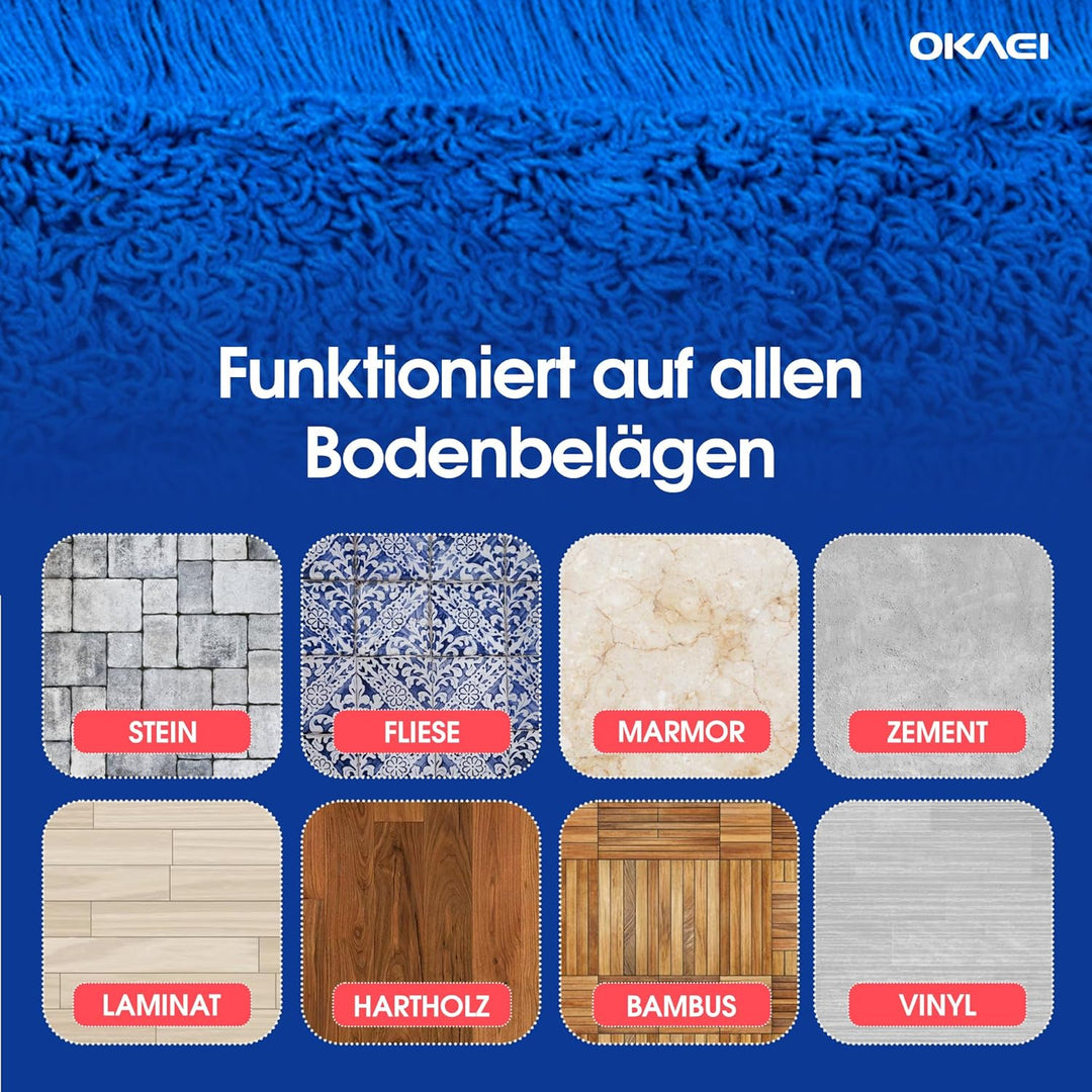 OKAEI Wischmopp Bezüge 50 cm Blau, 5er Set – Mikrofaser Wischbezug für Bodenwischer – Ersatzbezüge f