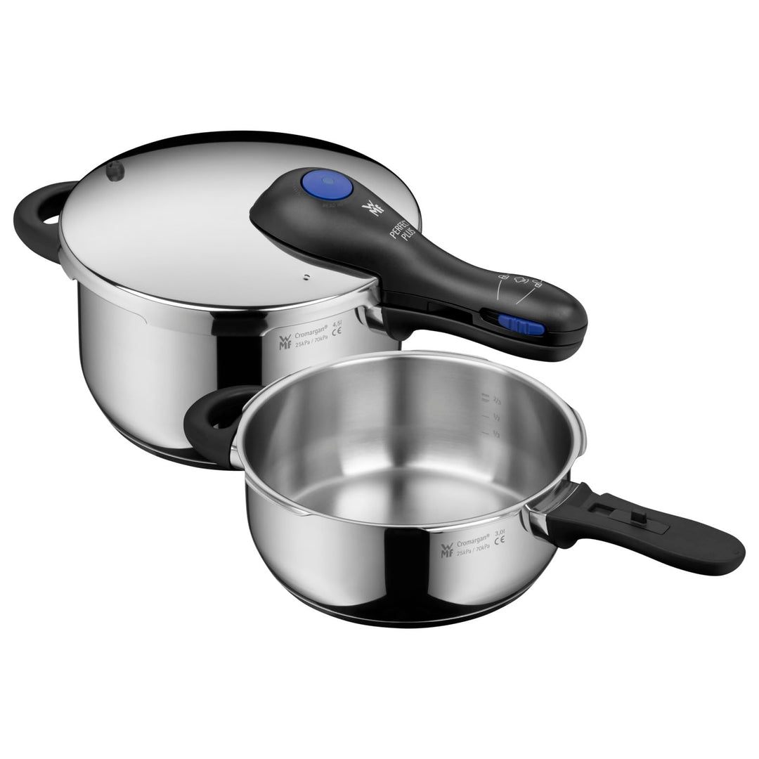 WMF Perfect Plus One Pot Schnellkochtopf Set Induktion 2-teilig, Dampfkochtopf 4,5l + 3l, grosses Ko