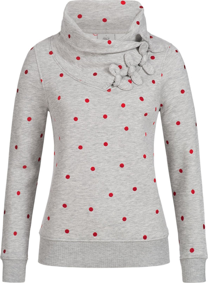 ONLY Damen Sweatshirt Lisa Bow Highneck hellgrau S
