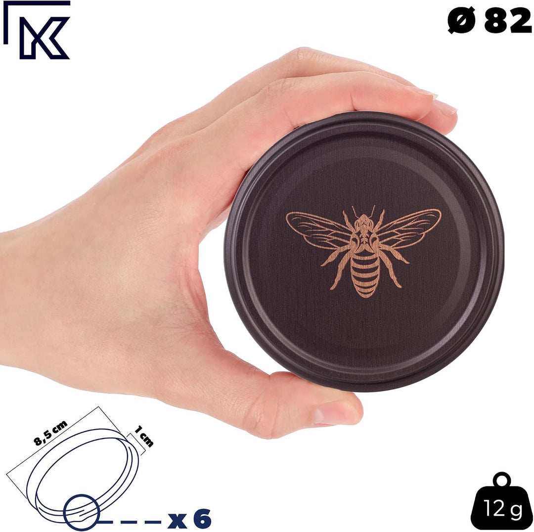 KADAX 10er Set Marmeladengläser 350ml TO82 Goldbiene, Einmachgläser Vorratsgläser Mason Jar mit Schr