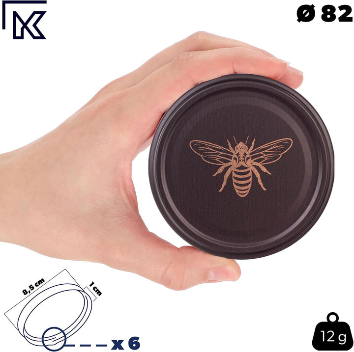 KADAX 10er Set Marmeladengläser 350ml TO82 Goldbiene, Einmachgläser Vorratsgläser Mason Jar mit Schr