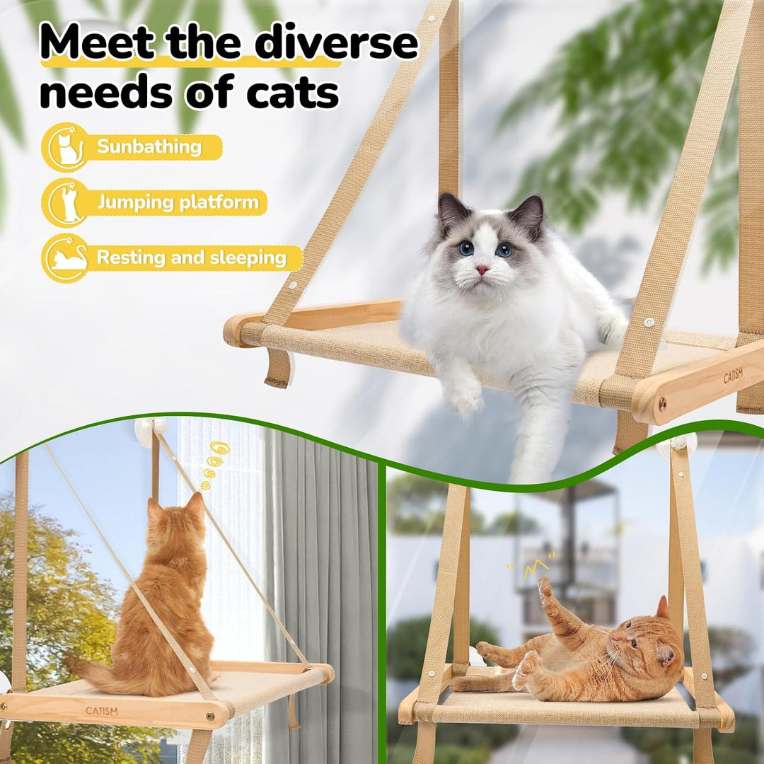 CATISM Faltbare Katzen Hängematte bis 20 kg, Verstärkte Katzen Hängematte mit Starkem Saugnapf, Wasc