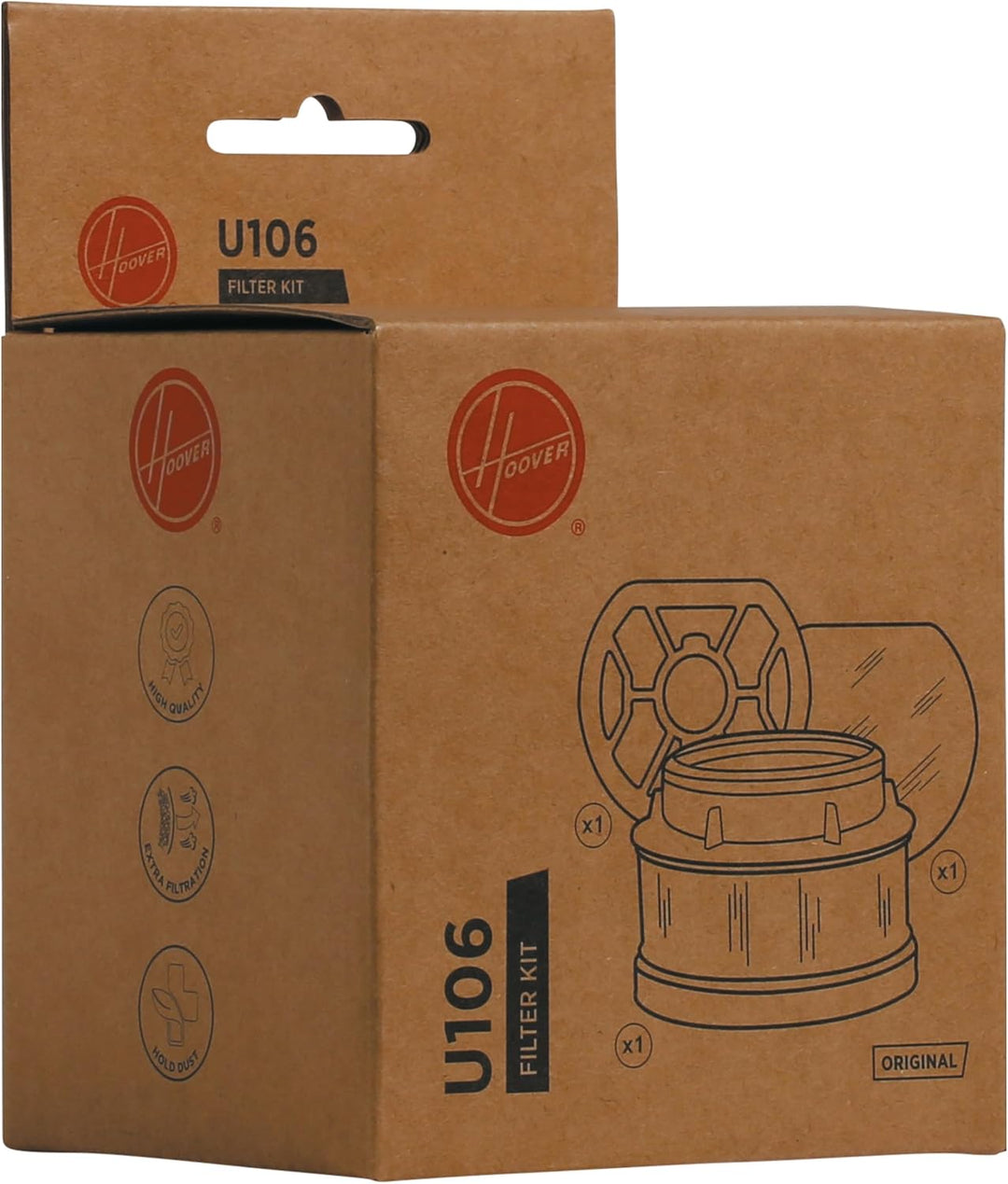 Hoover U106 Staubsauger-Filterset, Anti-Geruch, Extra-Filterung, Original-Ersatzteil, Kompatibel Mit