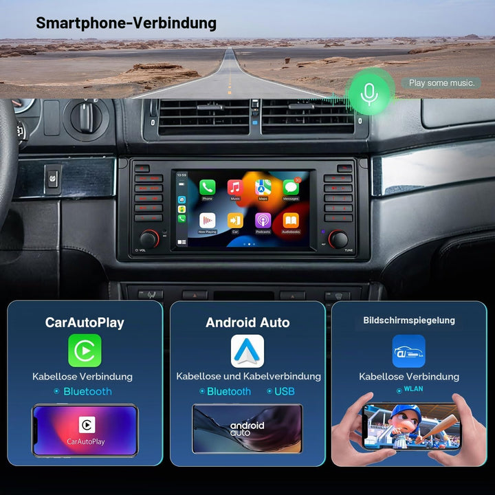 XTRONS 7 Zoll Android 14 Autoradio mit Navi für BMW E39 M5 Octa-Core 4+64GB | IPS Bildschirm Eingeba