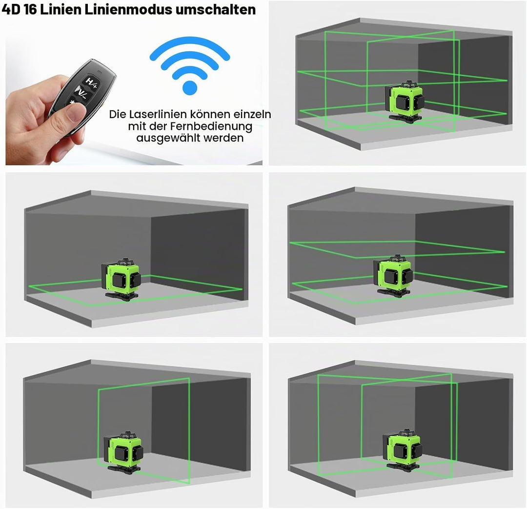 Kreuzlinienlaser Grün 16 Linien Nivellierlaser, 4 x 360 ° Laser wasserwaage, linienlaser kreuzlaser
