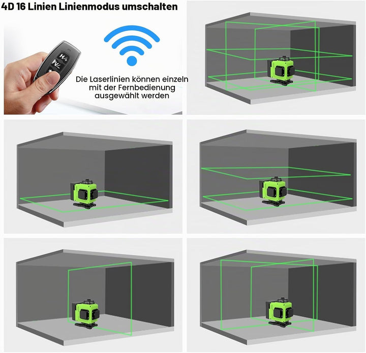 Kreuzlinienlaser Grün 16 Linien Nivellierlaser, 4 x 360 ° Laser wasserwaage, linienlaser kreuzlaser