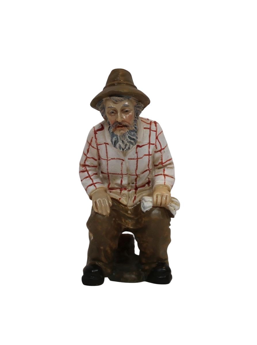ZICOM Krippenfigur Miniaturfigur Cagones, der Schisser, Hirte mit Hut hockend Höhe 7cm handbemalt Po