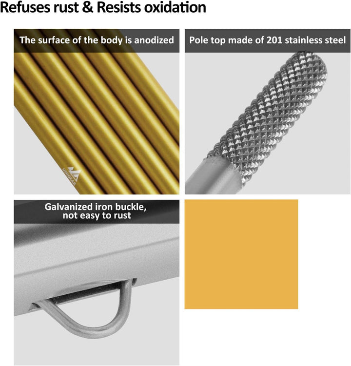 Unigear Zeltstange teleskop 2er Set, Alu Aufstellstange für Tarp, Zelt, Sonnensegel, Camping, verste