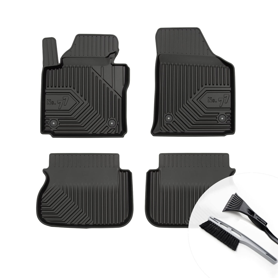 Gummimatten Auto Fussmatten mit Rand Gummi Automatten 4-teilig Set - passend für VW Caddy 2K Kombi V