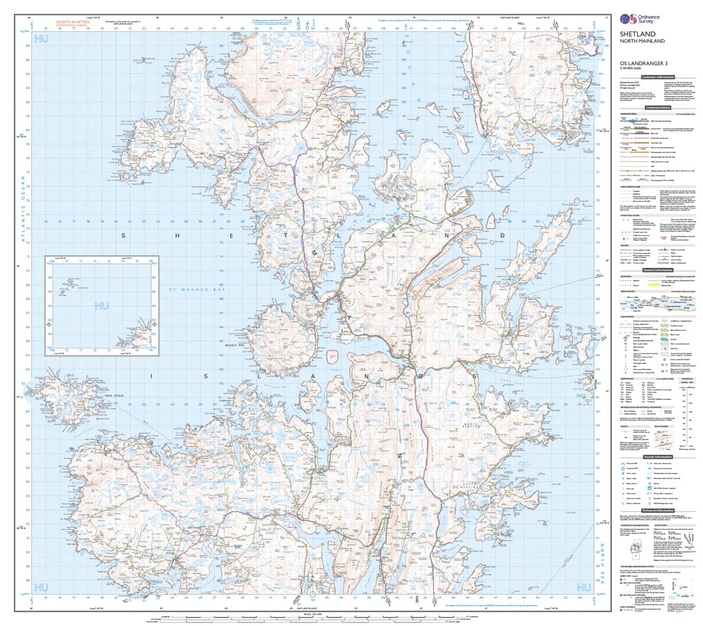 Shetland - North Mainland (OS Landranger Map, Band 3), Karte