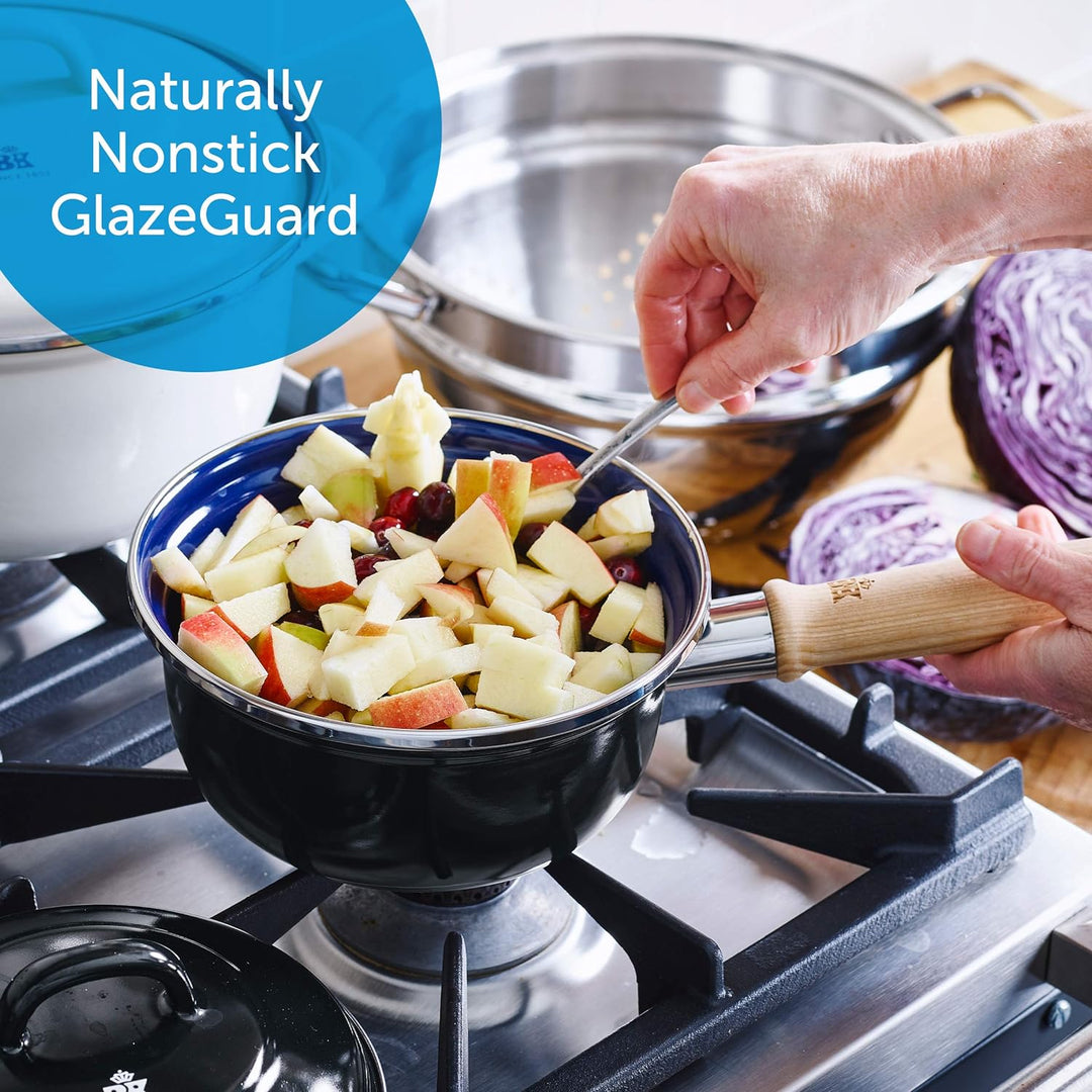 BK Indigo Holländisches Erbe Emaillierter Kochtopf mit Deckel mit PFAS-Freier Keramik-Antihaftbeschi