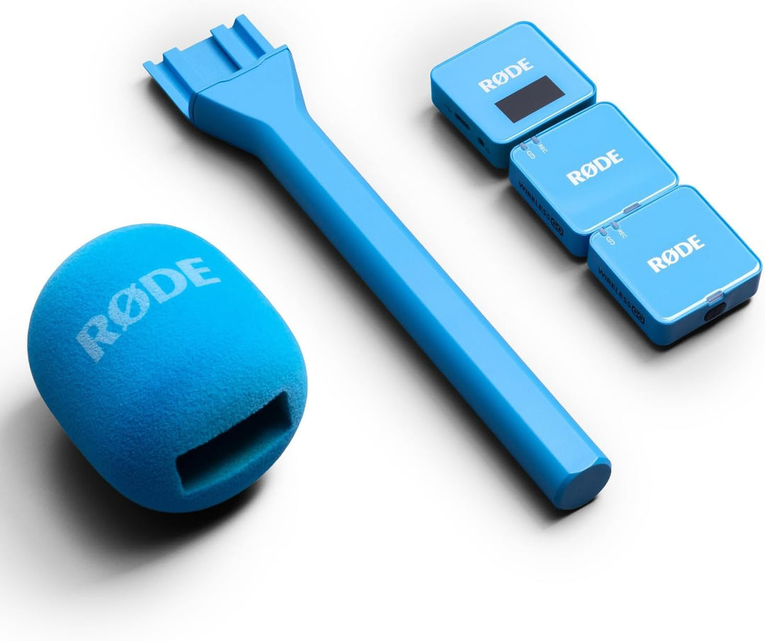 Rode Wireless GO Gen 3 Drahtloses 2-Kanal Mikrofon-Funksystem Blau mit Interview GO Handadapter Blau